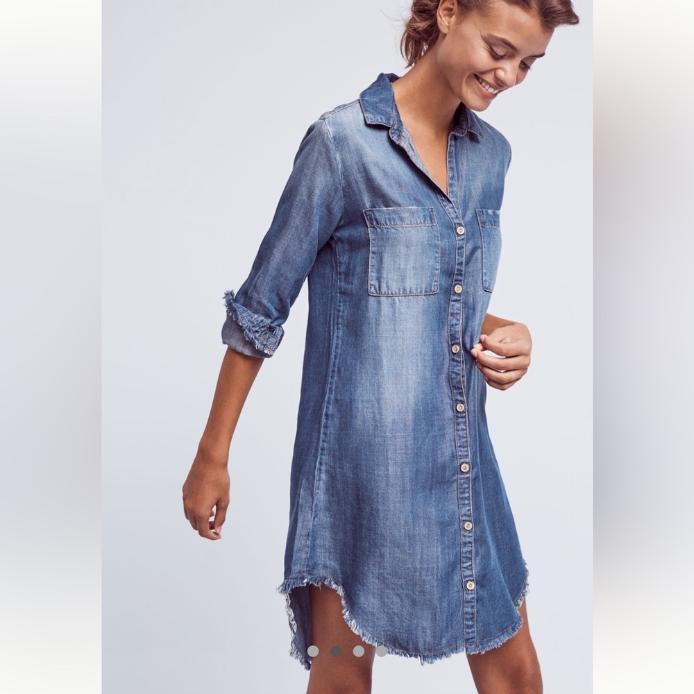 Cloth and Stone fringe shirtail button down dress